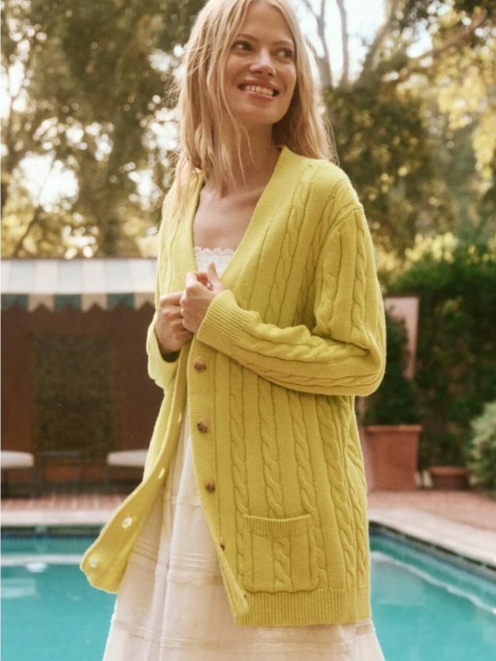THE GREAT. Grandpa Cable-Knit Button Cardigan (size 1)
